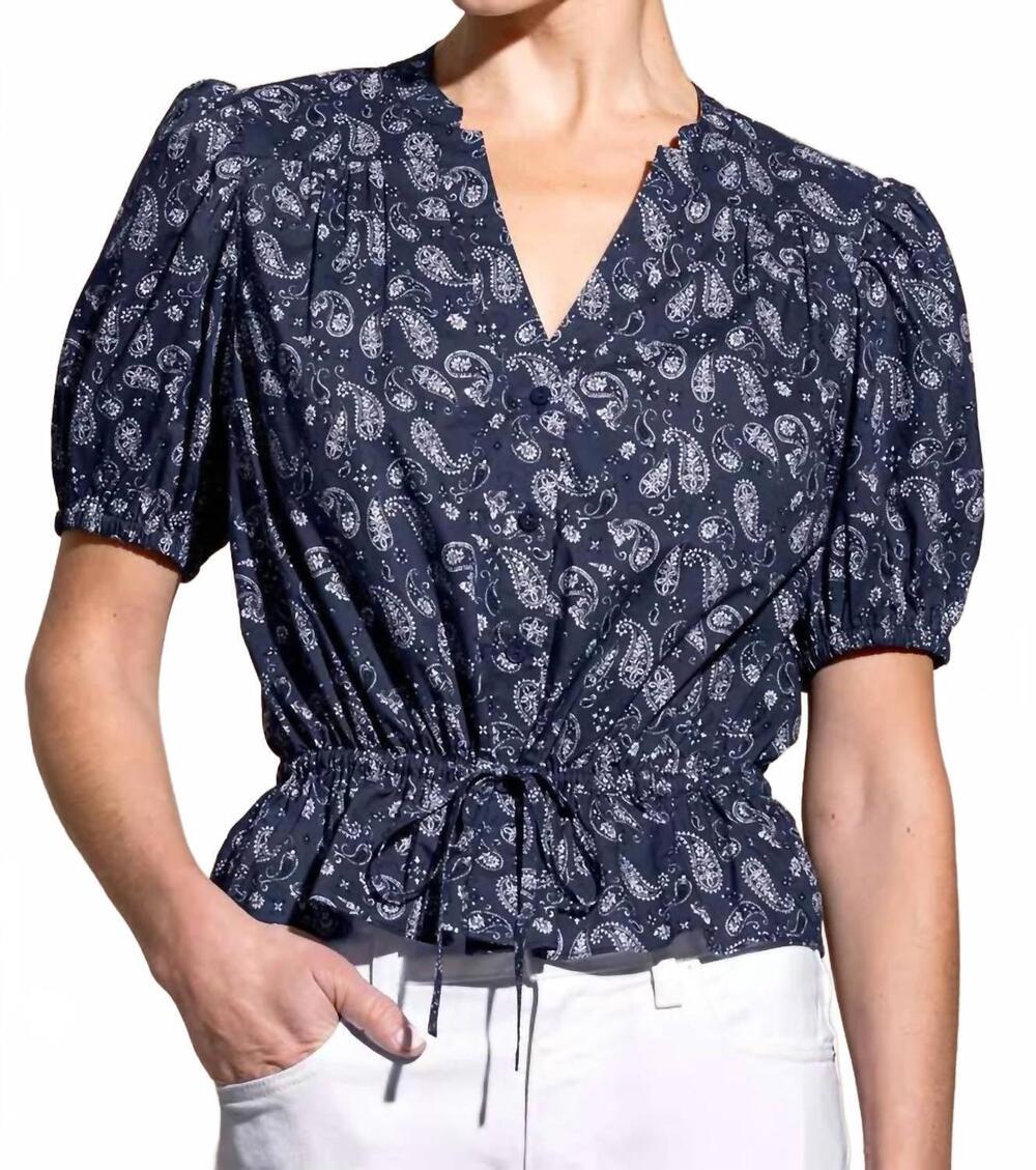 NEW GO BY GO SILK drawing room top in bandana midnight